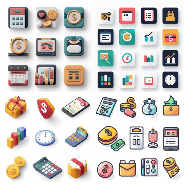 Creatieve Icon Set titels voor mobiele app ontwerpen