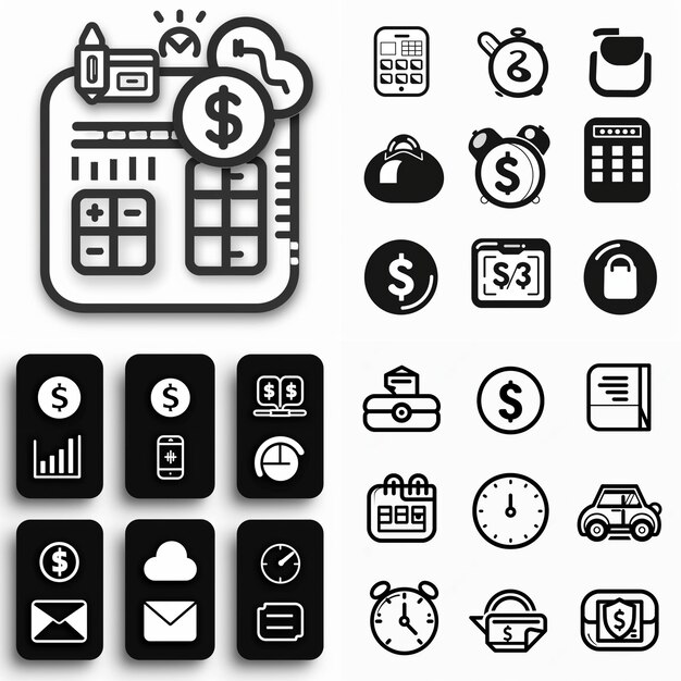 Creatieve Icon Set titels voor mobiele app ontwerpen