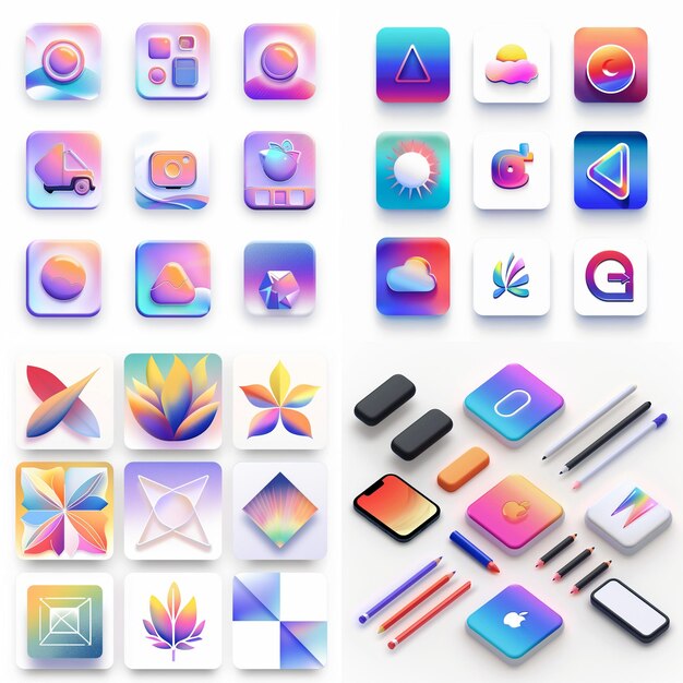 Creatieve Icon Set titels voor mobiele app ontwerpen