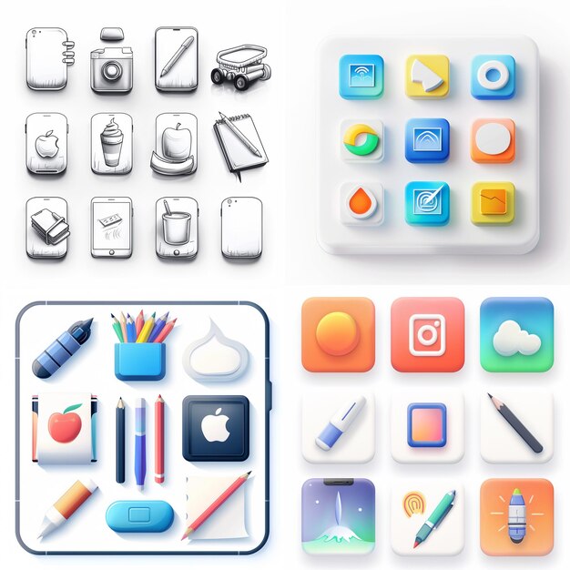 Creatieve Icon Set titels voor mobiele app ontwerpen