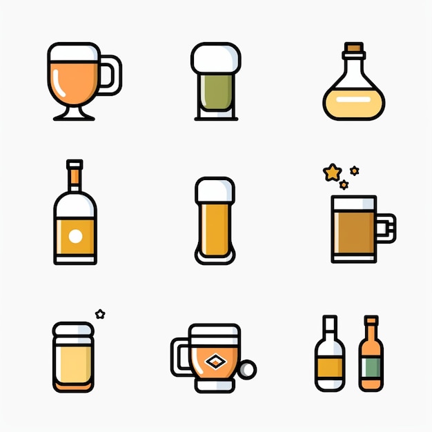 Foto creatieve icon set titels voor mobiele app ontwerpen