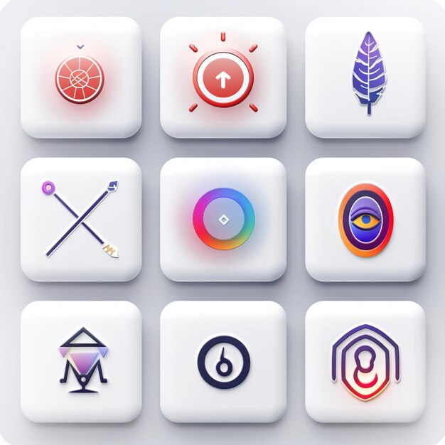 Foto creatieve icon set titels voor mobiele app ontwerpen