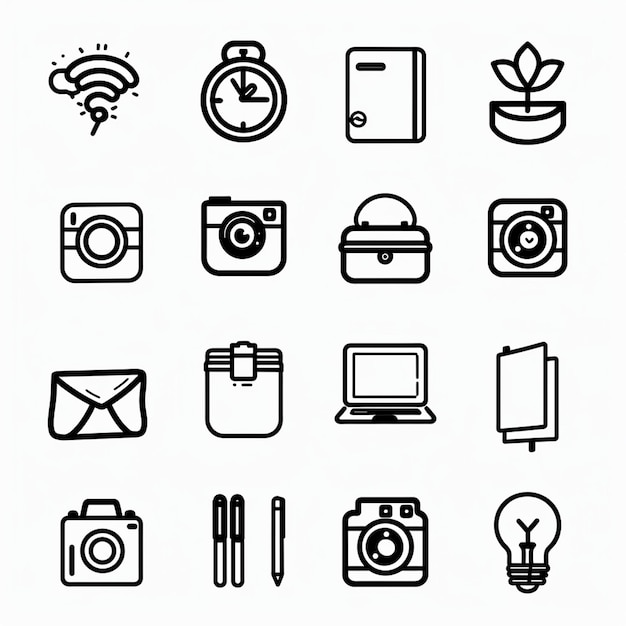 Foto creatieve icon set titels voor mobiele app ontwerpen