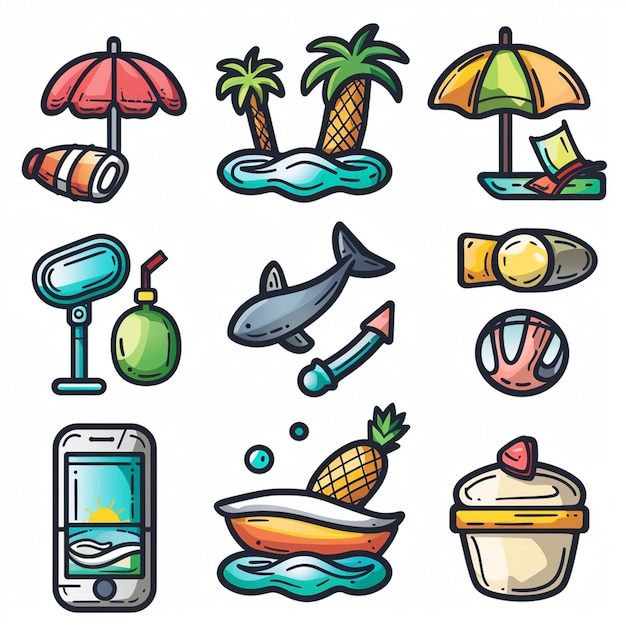 Foto creatieve icon set titels voor mobiele app ontwerpen