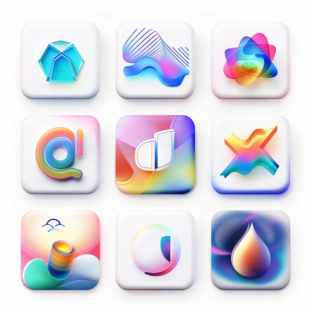 Foto creatieve icon set titels voor mobiele app ontwerpen