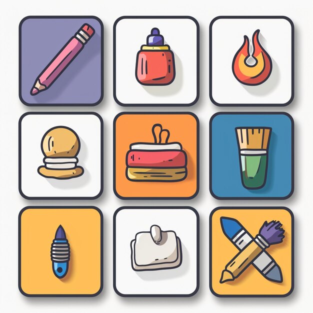 Foto creatieve icon set titels voor mobiele app ontwerpen