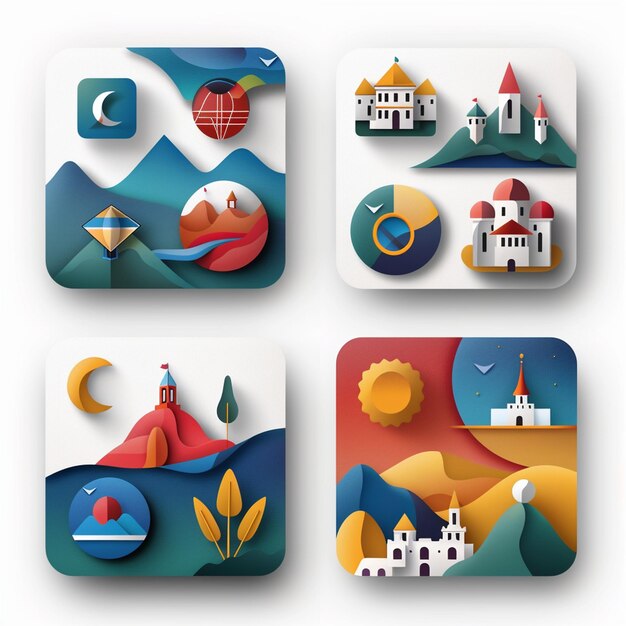 Creatieve Icon Set titels voor mobiele app ontwerpen