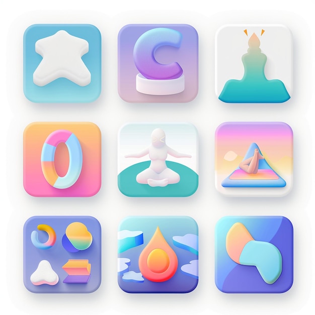 Foto creatieve icon set titels voor mobiele app ontwerpen