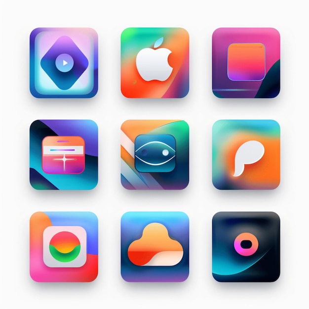 Foto creatieve icon set titels voor mobiele app ontwerpen