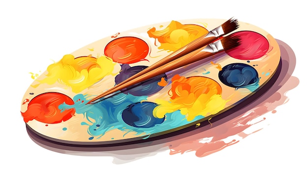Creatieve illustratie van een verfpalet met kleurrijke verf