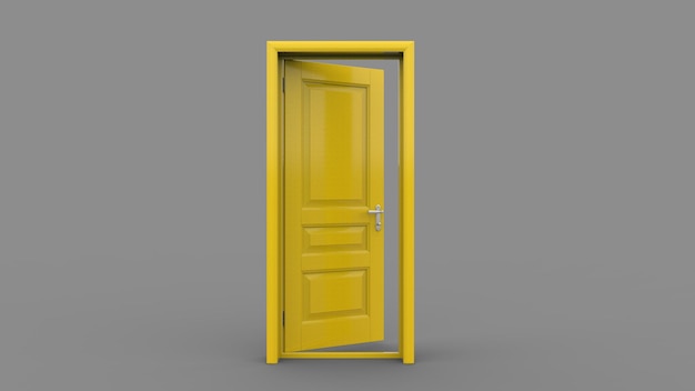Creatieve illustratie van open gesloten deur ingang realistische deuropening geïsoleerd op achtergrond 3d