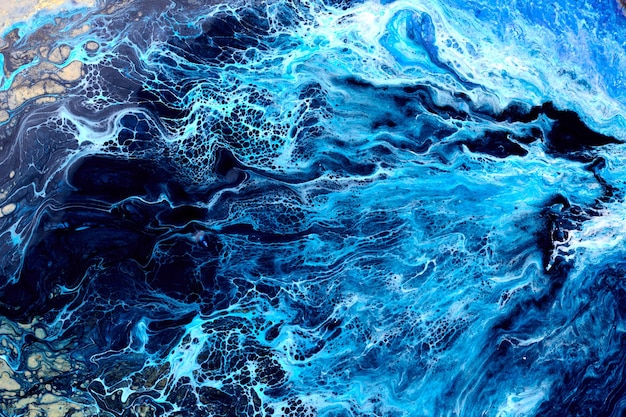 Creatieve kleurrijke getextureerde achtergrond vloeibare kunst Abstract blauwe oceaan Acryl print achtergrond beweging pigment verf explosie