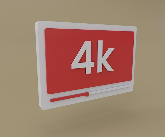 Creatieve minimalistische stijl 4k Video mediaspeler Interface minimale 3d render illustratie op geelachtig oranje achtergrond