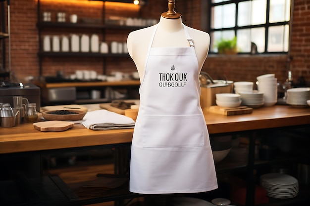 Creatieve mock-up van een Clean Blank White Chef Apron in een Contemporary C uniform collectie ontwerp