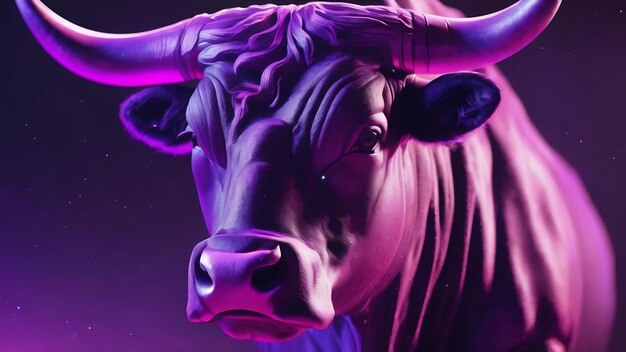 Creatieve paarse digitale stier stier textuur constellatie financiën en dierenriem concept 3d rendering