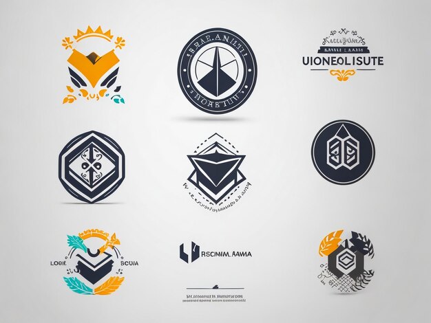 Foto creatieve schild logo en iconen set vector logo ontwerp sjabloon