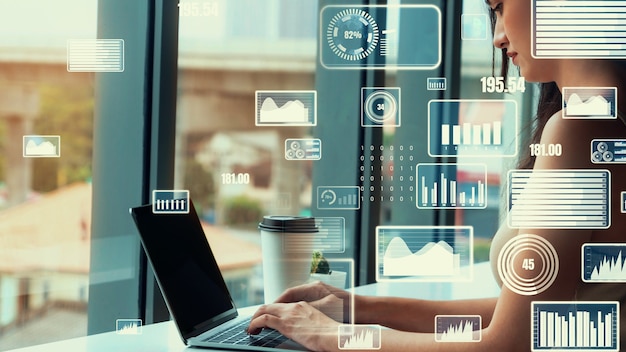 Creatieve visual van technologie voor het analyseren van bedrijfsgegevens