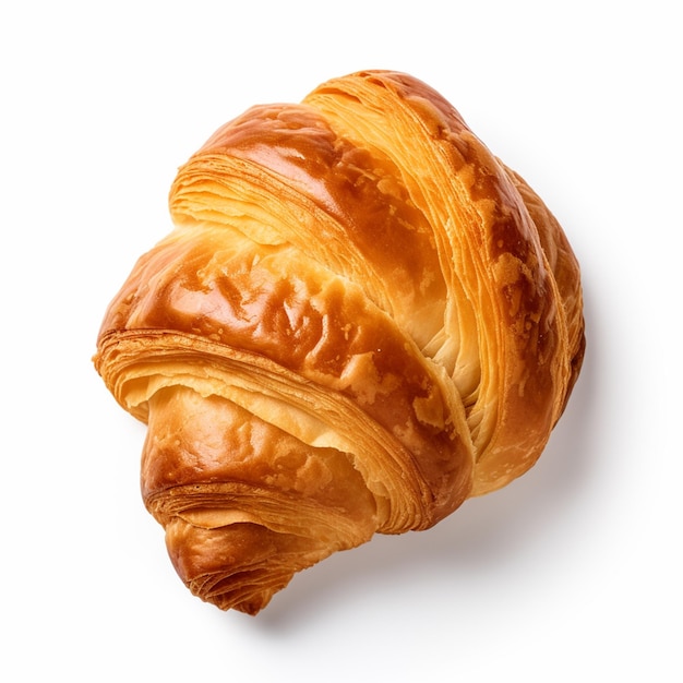 Creatieve voedselsamenstelling Mooie hele croissant geïsoleerd op transparante achtergrond