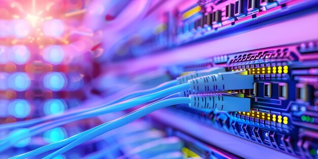 creating a 3d visualization of a network switch with ethernet cables in a data center concept 3d visualization network switch ethernet cables data center technology environment