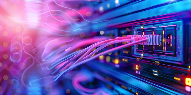 creating a 3d visualization of a network switch with ethernet cables in a data center concept 3d visualization network switch ethernet cables data center technology environment