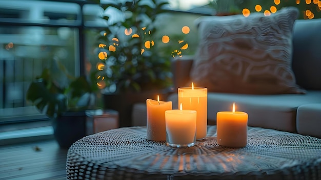 Creating a Cozy and Romantic Ambiance with an Outdoor Patio Set and Candles Concept Outdoor Decor Romantic Setting Patio Furniture Candlelight Night Cozy Ambiance