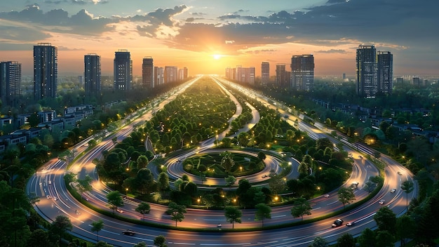 Creating a fusion of expressway traffic construction and modern design in a pioneering civil engineering project Concept Expressway Traffic Construction Modern Design Pioneering Civil Engineering