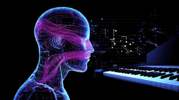 Creating music using artificial intelligence robot modern technologies