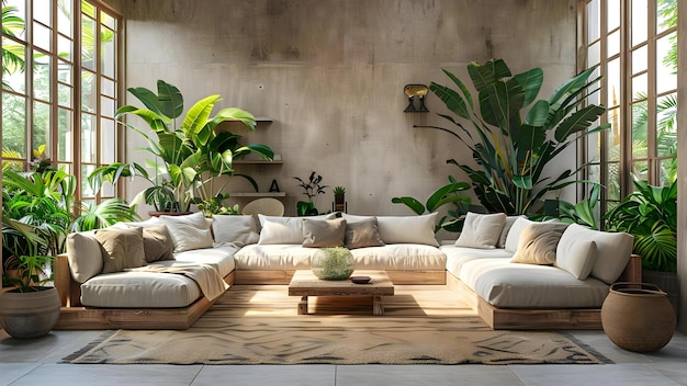 Creating a Relaxing Indoor Oasis with Lush Plants and Stylish Furniture Concept Indoor Oasis Lush Plants Stylish Furniture Relaxing Ambiance Home Decor