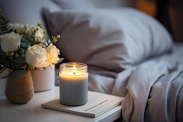 Creating a romantic and relaxing atmosphere in the grey bedroom with a grey bed and pillow candles a