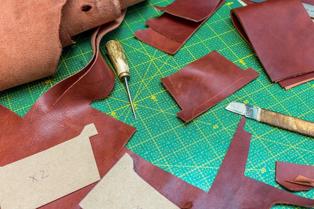 Creating sewing leather handmade wallet leathercraft