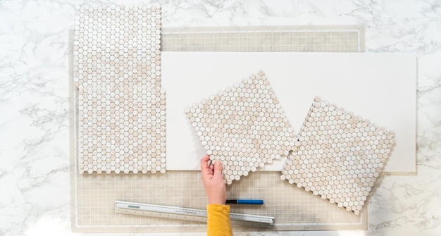 Foto creare un backsplash elegante con piastrelle di peel e stick