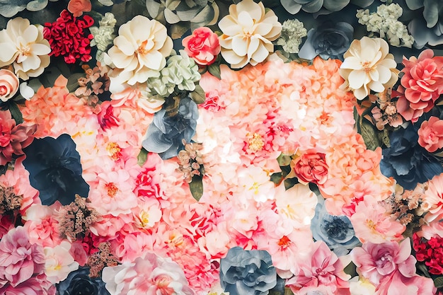 Photo creating a timeless vintage look with artificial flowers generative ai