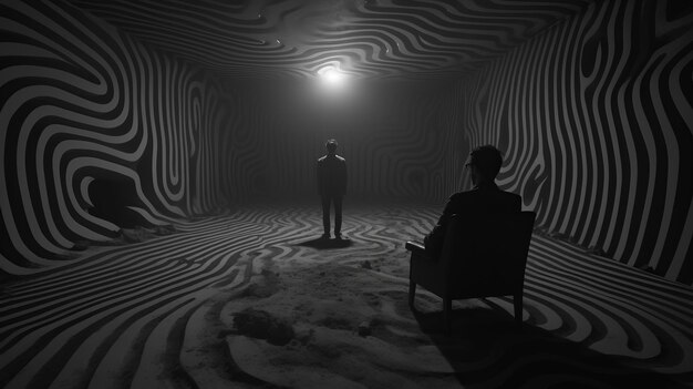 Photo creating virtual reality with adobe unsettling atmosphere and moody black white