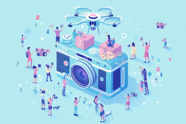 creating working programming and automating robots with ai machine learning and automation in stock illustration isometric effect for web graphics