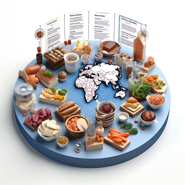 Photo creative 3d of international food market illustrate the diverse range business model advertisement