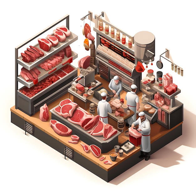 写真 クリエイティブ 3d 肉屋マーケット 肉と肉屋の専門知識のビジネスモデル広告
