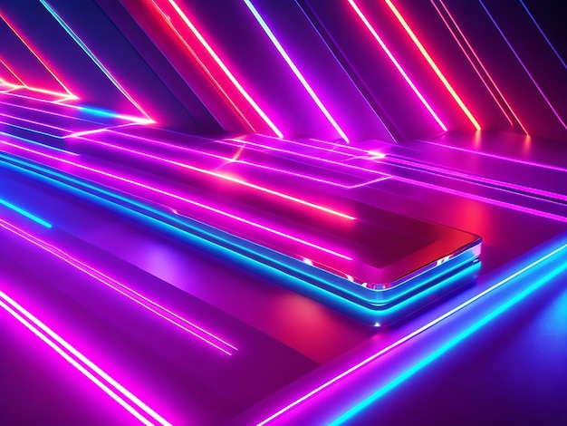 Photo creative 3d technology abstract neon light background ai generated