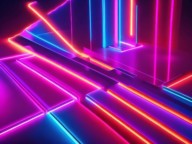 Photo creative 3d technology abstract neon light background ai generated