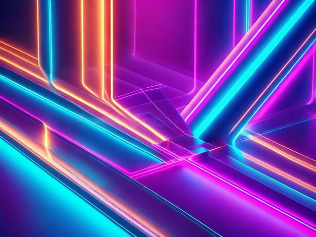 Photo creative 3d technology abstract neon light background ai generated