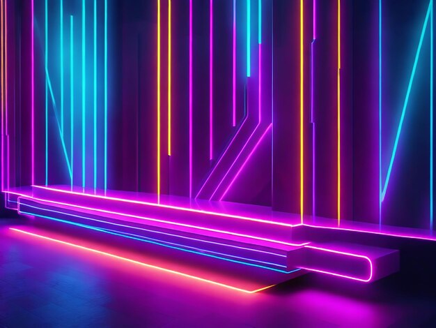 Photo creative 3d technology abstract neon light background ai generated