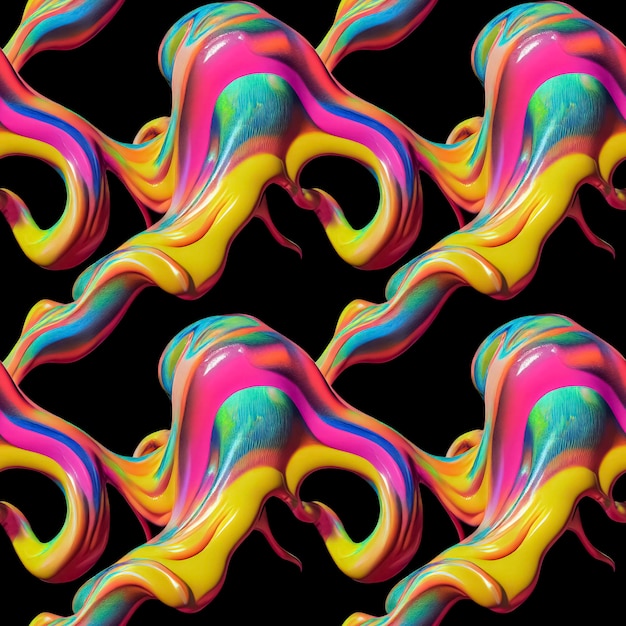 Фото Творческий абстрактный красочный фанк сюрреалистический динамический жидкий 3d образует вещество бесшовный узор