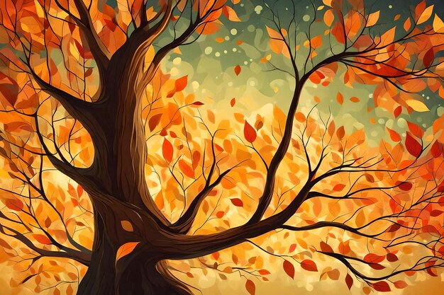 Creative abstract illustration of autumn tree