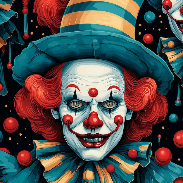 Photo creative and abstract illustration of a clown