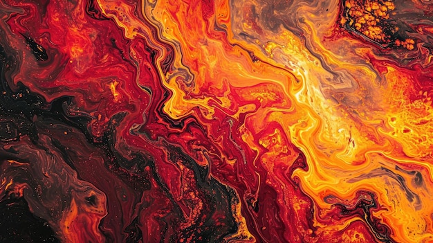 Creative abstract marble background in red orange and yellow colors like a lava flow