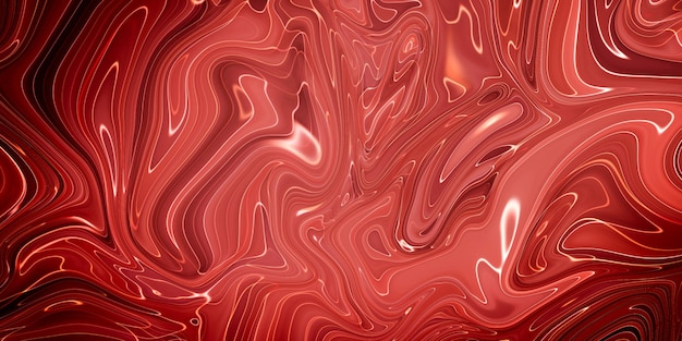 大理石の液体効果のパノラマとクリエイティブな抽象的な混合赤色のペイント