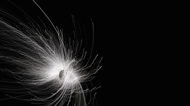 Creative abstract spinning white spark on black background