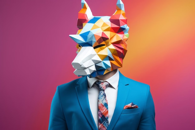 Creative Advertising Concept Cool Man in Origami Mask