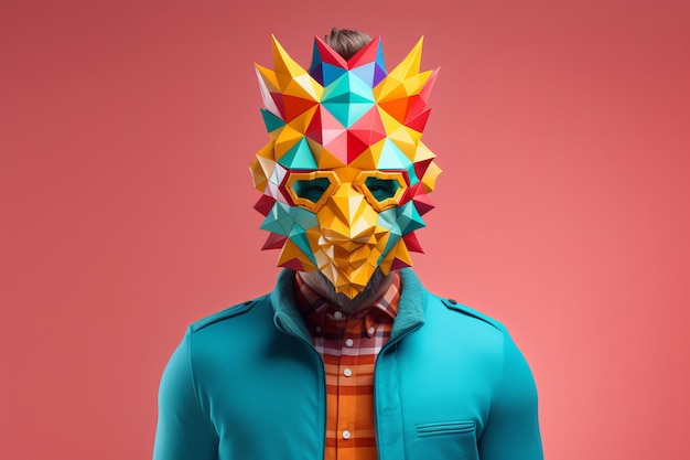 Creative Advertising Concept Cool Man in Origami Mask