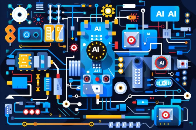Creative AI circuit board artificial intelligence advanced tech digital Circuit Diagram
