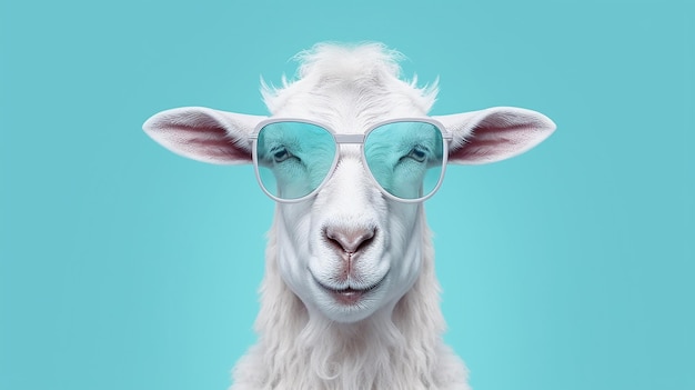 креативная концепция животного козы в солнцезащитных очках, созданная генеративным ИИ